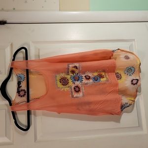 Almost Famous sheer back high low top in size Medium